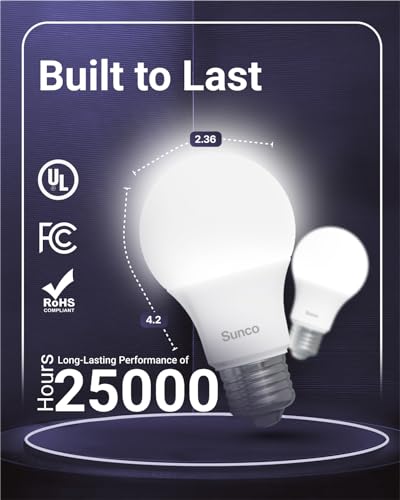Sunco Lighting Sunco 10 Pack 3W=25W A19 LED Light Bulbs 4000K Cool White, 250 Lumens, E26 Medium Base, Indoor Outdoor, Super Bright, Instant On, Frosted Lens, Lamp for Bedroom Dining Living Room UL. - Image 2