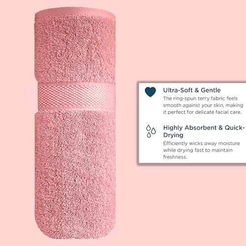 Sulfar 100% Terry Ring Spun Cotton Face Towel - Quick-Dry, Highly Absorbent (480 GSM) (30 x 30 Cm) Basic Pink (Pack of 1) - Image 3