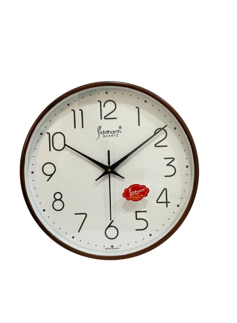 Siddharth Quartz Clock Wall Clock in Wooden Color Round Modern Simple Style Decor Clock for Home,Living Room,Bedroom,Kitchen - Image 1