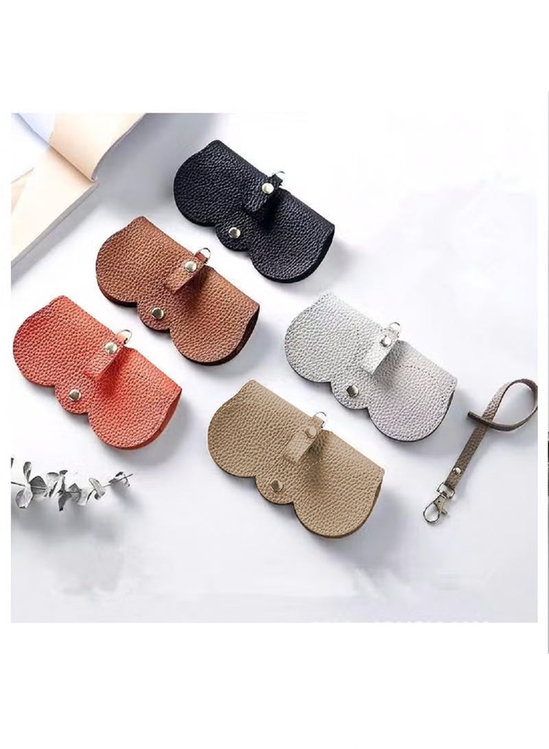 LAIAOCISI 5 PCS Soft Leather Sunglasses Bag Eyeglass Protective Case Portable Anti-Scratch Sunglasses Pouch Anti-Stress Storage Bag with Lanyard for Women or Men Travel Home - Image 1