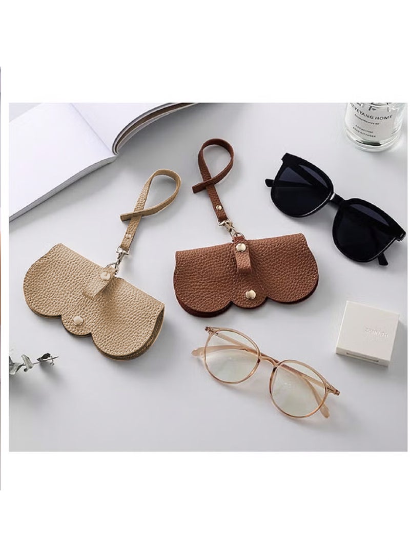 LAIAOCISI 5 PCS Soft Leather Sunglasses Bag Eyeglass Protective Case Portable Anti-Scratch Sunglasses Pouch Anti-Stress Storage Bag with Lanyard for Women or Men Travel Home - Image 4