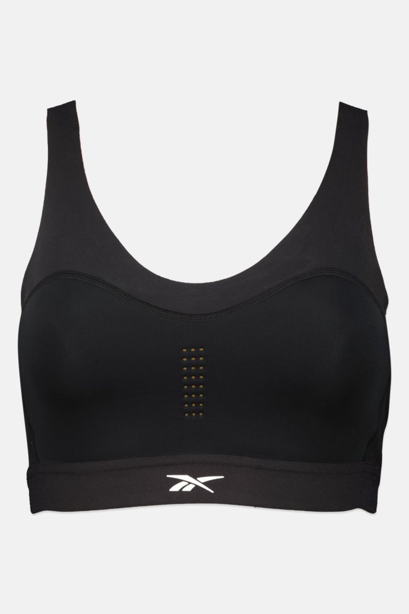 Reebok Women Brand Logo Padded Sports Bra, Black - Image 1