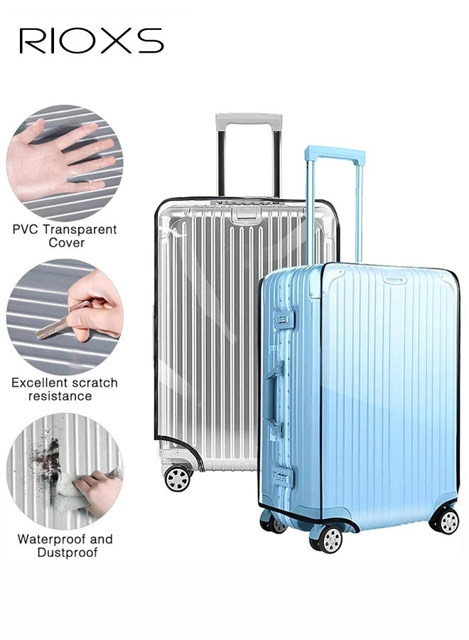 RIOXS Clear PVC Luggage Cover, Waterproof Transparent Travel Suitcase Protector for Wheeled Luggage, Dustproof Anti-Scratch Thickened Baggage Suitcase Cover for 25in Luggage - Image 4