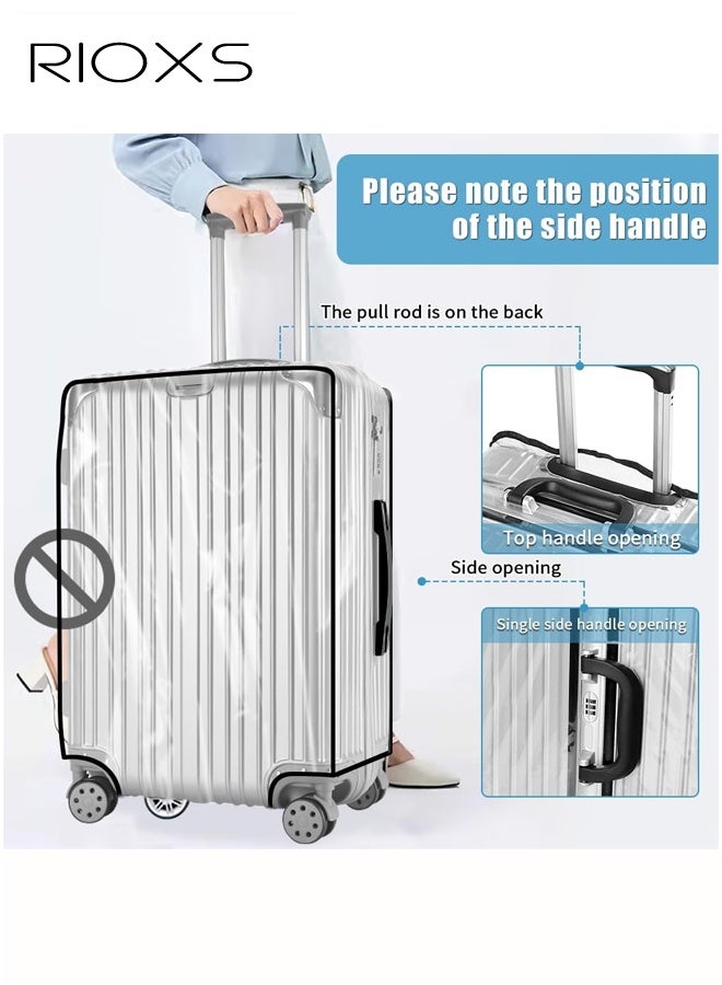 RIOXS Clear PVC Luggage Cover, Waterproof Transparent Travel Suitcase Protector for Wheeled Luggage, Dustproof Anti-Scratch Thickened Baggage Suitcase Cover for 25in Luggage - Image 2