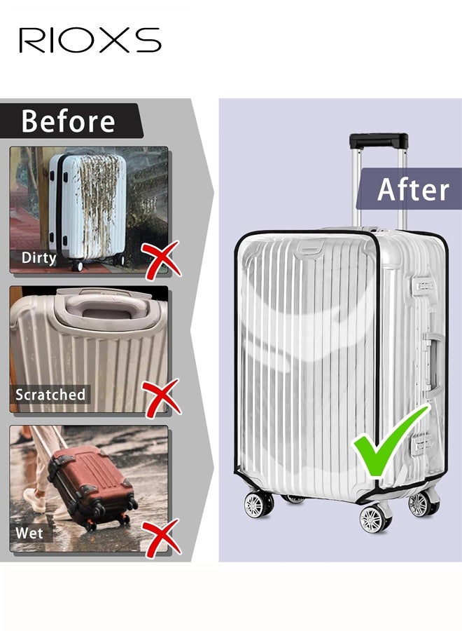 RIOXS Clear PVC Luggage Cover, Waterproof Transparent Travel Suitcase Protector for Wheeled Luggage, Dustproof Anti-Scratch Thickened Baggage Suitcase Cover for 25in Luggage - Image 5