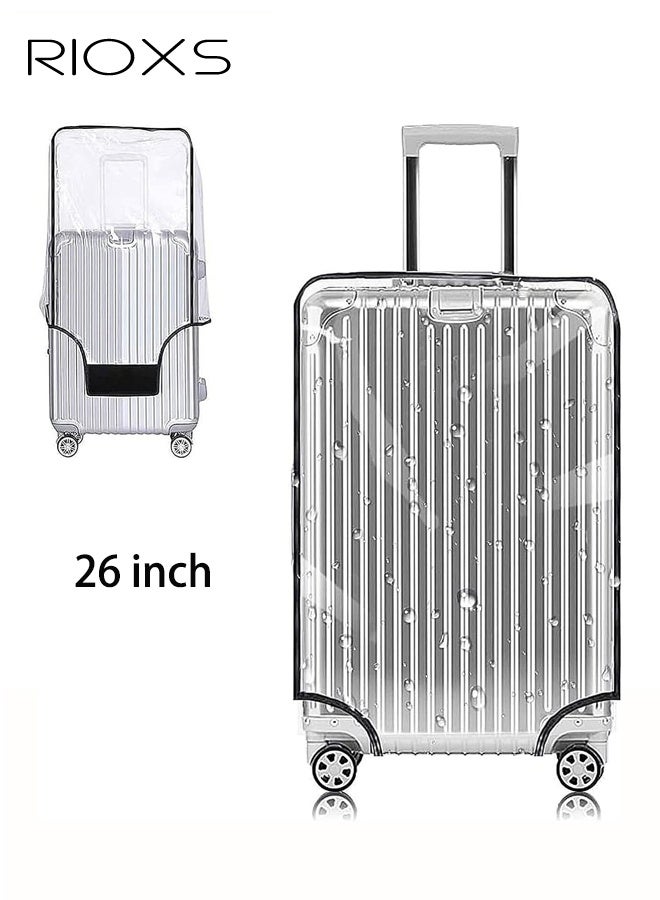 RIOXS Clear PVC Luggage Cover, Waterproof Transparent Travel Suitcase Protector for Wheeled Luggage, Dustproof Anti-Scratch Thickened Baggage Suitcase Cover for 25in Luggage - Image 1