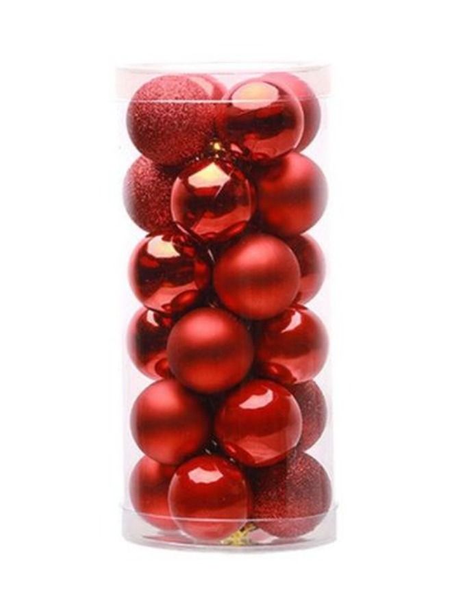24-Piece Shiny Tree Ball Hanging Ornament Red 40x40x40millimeter