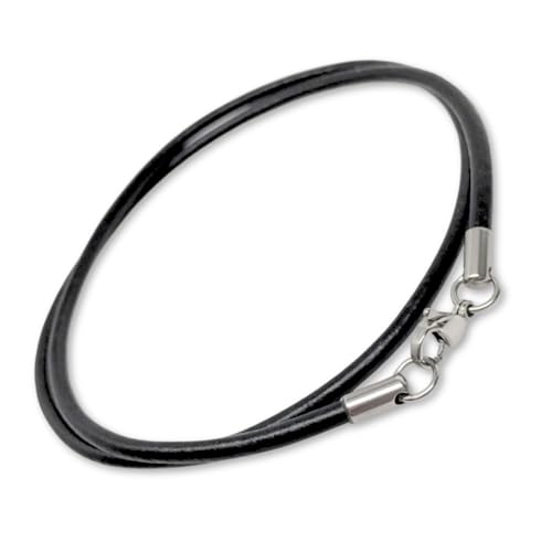 Loralyn Designs 3mm Thick Black Leather Necklace Cord with Stainless Steel Clasps (20 Inch) - Image 3