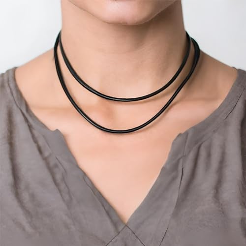 Loralyn Designs 3mm Thick Black Leather Necklace Cord with Stainless Steel Clasps (20 Inch) - Image 2