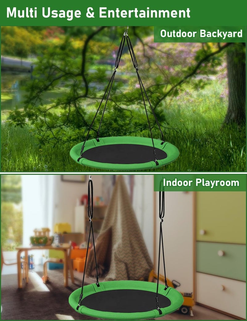 Ansionsol 40 Inch Saucer Tree Swing Set for Kids & Adults, Adjustable Flying Swing Seat for Backyard or Outdoor Playground, Green & Black - Image 4