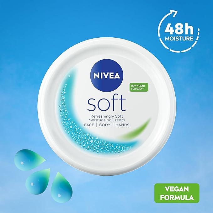 NIVEA Soft Moisturising Cream 500ml 48H Moisturiser for Face Body and Hands with Vitamin E and Jojoba Oil Moisturises Deeply Vegan Formula - Image 4