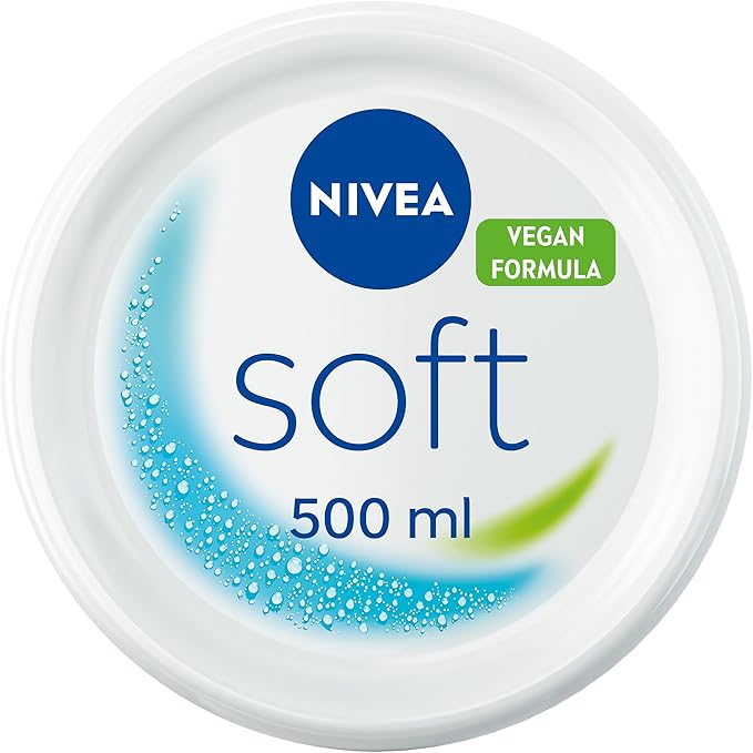 NIVEA Soft Moisturising Cream 500ml 48H Moisturiser for Face Body and Hands with Vitamin E and Jojoba Oil Moisturises Deeply Vegan Formula - Image 1