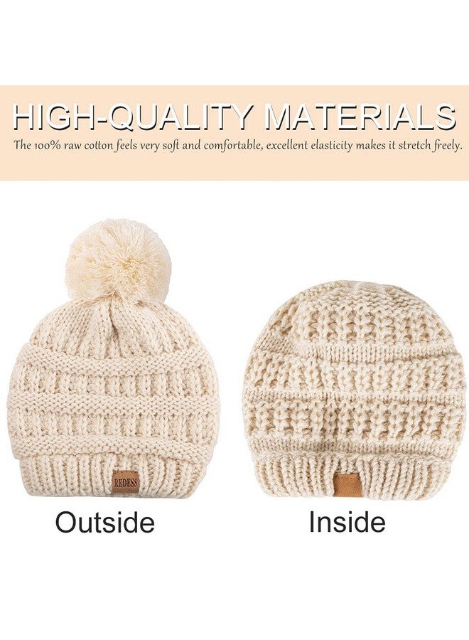 REDESS Baby Kids Winter Warm Hats, Infant Toddler Children Pom Pom Beanie Knit Cap Girls Boys - Image 2