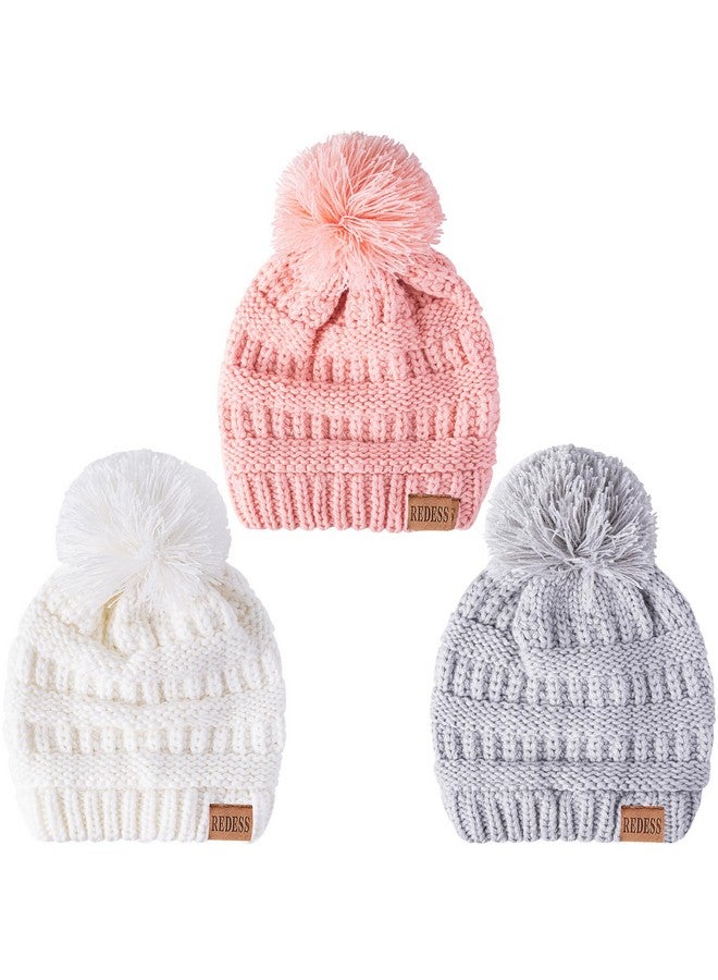 REDESS Baby Kids Winter Warm Hats, Infant Toddler Children Pom Pom Beanie Knit Cap Girls Boys - Image 1