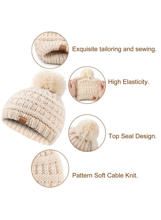 REDESS Baby Kids Winter Warm Hats, Infant Toddler Children Pom Pom Beanie Knit Cap Girls Boys - Image 3