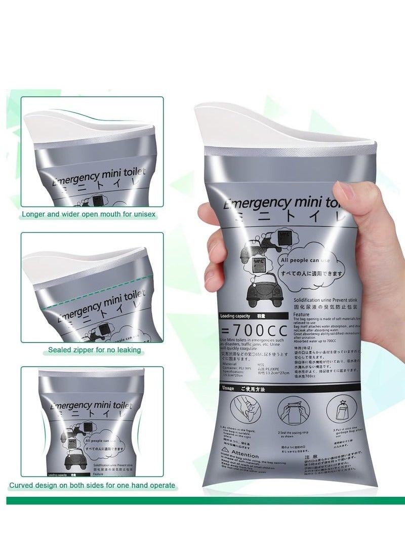 أس تس إل 4 حزمة أكياس البول يمكن التخلص منها، 700 مل حقائب بول السفر للجنسين حقيبة مبولة حقيبة القيء للسفر ازدحام المرور الطوارئ المحمولة التخييم أكياس مبولة للرجال النساء - Image 4