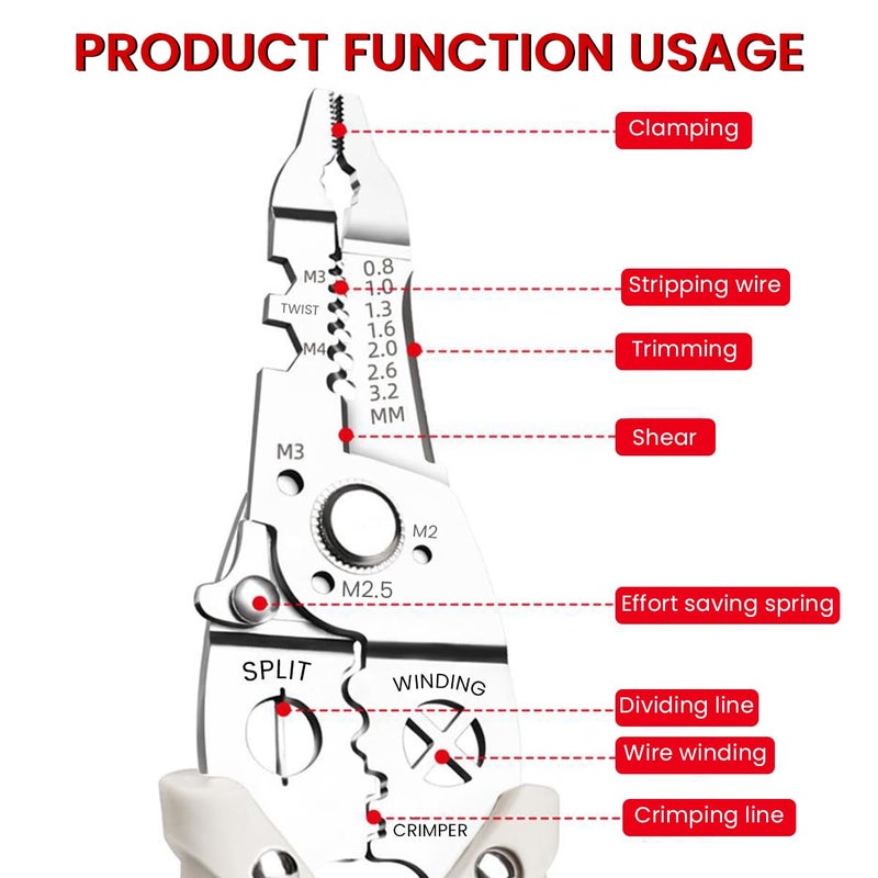 Serplex Multifunctional Wire Cutter Tool Durable Wire Stripper Crimping Tool with Ergonomic NonSlip Handles Wire Stripper and Cutter with PrecisionGround Blades Cutting Plier for Electrical - Image 2