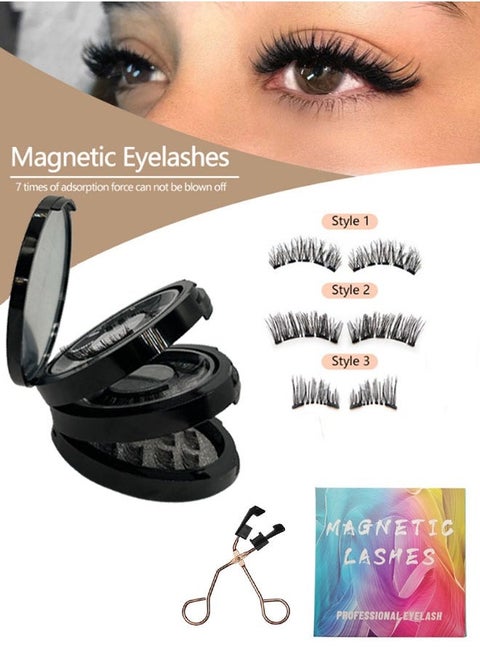 Magnetic Eyelashes without Eyeliner - Reusable Dual Magnetic lashes with 8 Pair, Looking Natural No Glue 3D False Eyelashes Kit with Applicator, False Eyelashes, Easy to Wear(Black)