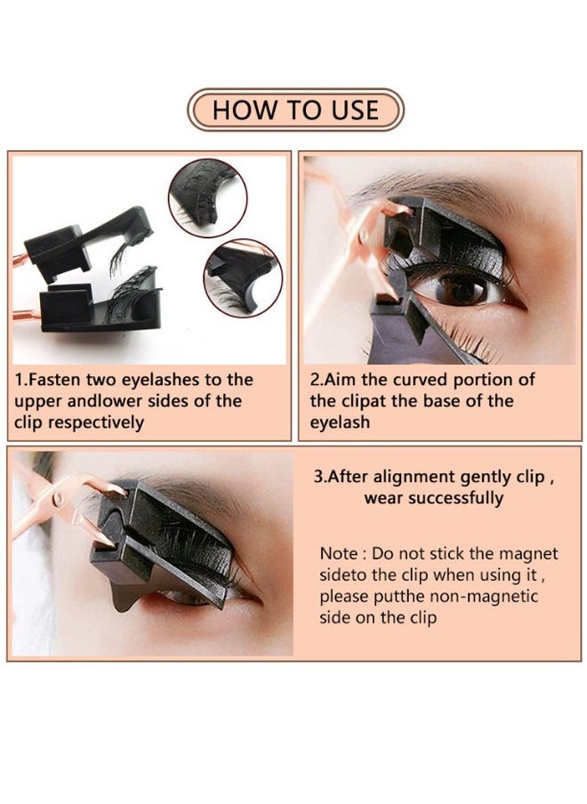 Magnetic Eyelashes without Eyeliner - Reusable Dual Magnetic lashes with 8 Pair, Looking Natural No Glue 3D False Eyelashes Kit with Applicator, False Eyelashes, Easy to Wear(Black)