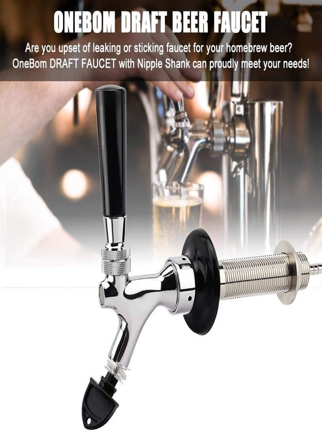 OneBom Beer Faucet with Nipple 4'' Shank Assembly,3/16’’I.D. Bore for Keg Fridge Keezer (4'' Shank) - Image 2
