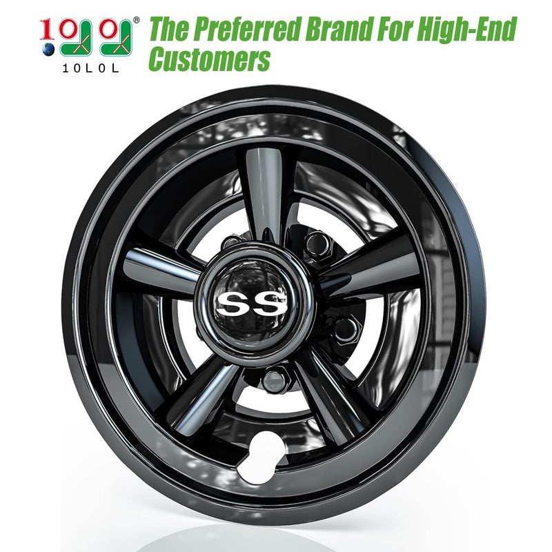 10L0L Golf Cart Wheel Covers Hub Caps for EZGO, Club Car, Yamaha - 8 Inch Snap-on Installation, Black, Set of 4 - Image 2