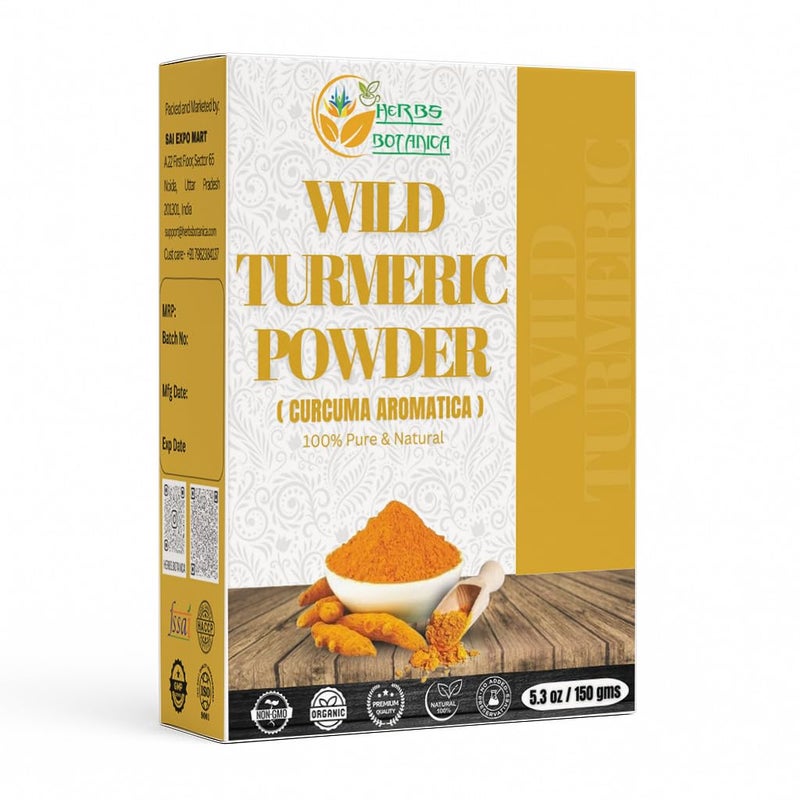 Herbs Botanica Wild Turmeric Powder Exfoliator| Amba Haldi Powder | Kasturi Manjal | Kasturi Turmeric150 Gms / 5.30 oz - Image 1