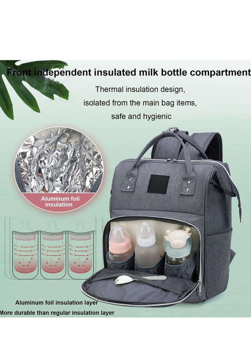 MIXDE Diaper Bag Backpack,Multifunction Maternity Nappy Baby Bag, Baby Diaper Backpack with USB Port, Large Capacity, Waterproof and Stylish, Gray  - Image 3