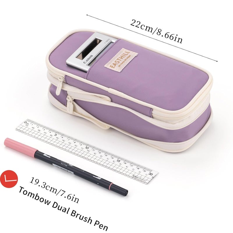 LABUK Large Capacity Pencil Case Pouch, Cute Aesthetic Big Capacity Zipper Cases Pen Portable Office Stationery Makeup Bag, Desk Organizer for College Adults Women Men (Purple) - Image 3