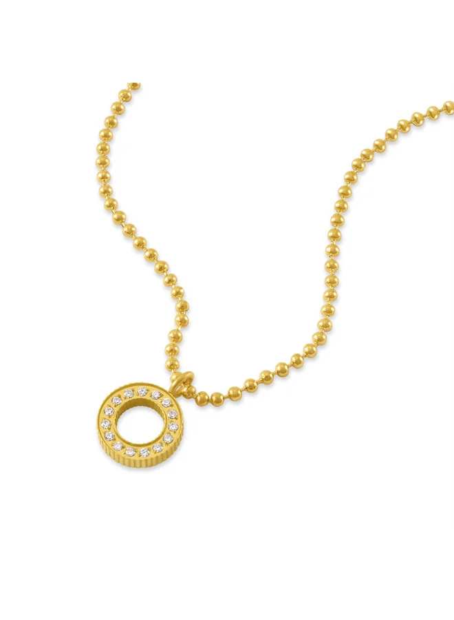 بوليس عقد كوكورا ذهبي بكريستالات وسلسلة خرز للنساء