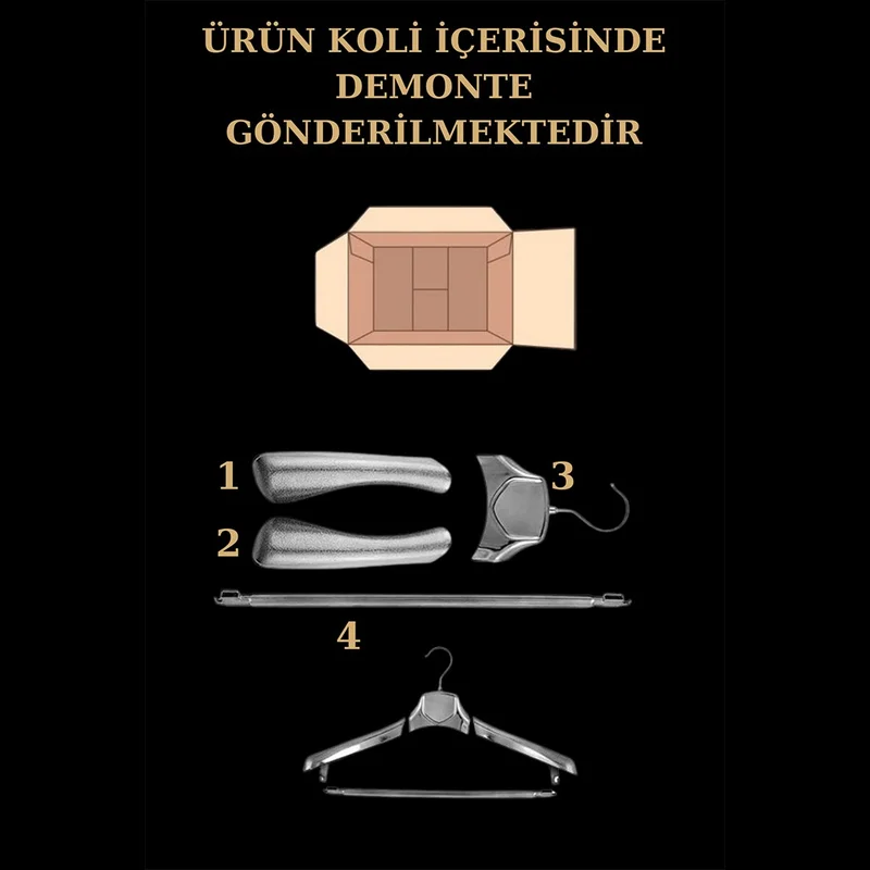 İstanbul Manken Istanbul Mannequin 5 Pieces Plastic Gold Color High Quality Coat Hanger, Clothes Hanger, Suit Hanger