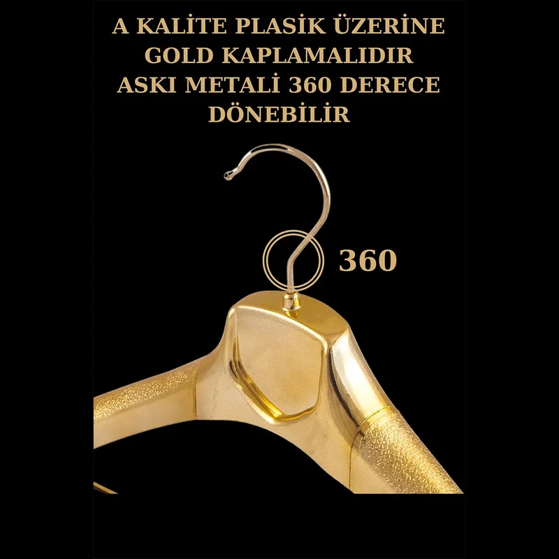 İstanbul Manken Istanbul Mannequin 5 Pieces Plastic Gold Color High Quality Coat Hanger, Clothes Hanger, Suit Hanger