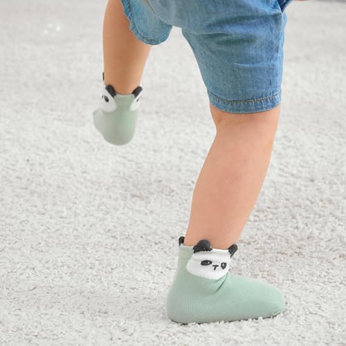 Bearbay Baby Socks 6 Pairs - Non-Slip Gripper for Toddlers, Infants & Kids, Soft Cotton Crew Socks for Boys & Girls - Image 3