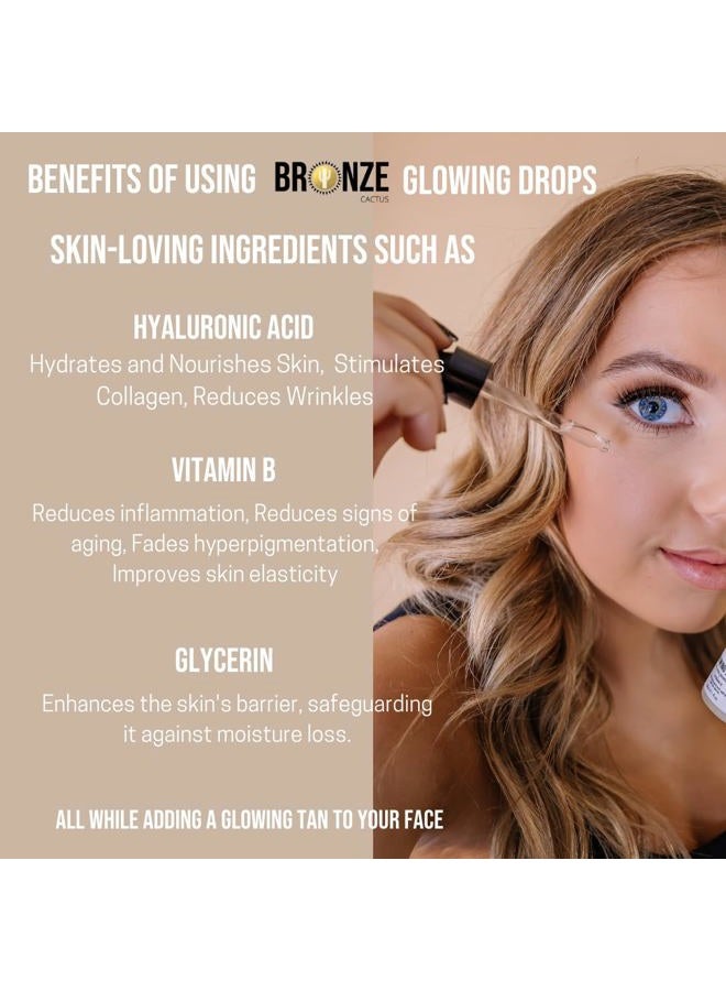 Bronze Cactus قطرات التسمير الذاتي المتألقة | تخلط مع مرطب غني بالأحماض الدهنية وفيتامين E | تشد وتضيء لون البشرة/التعقيد - Image 2