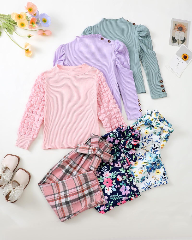 Saeaby Little Girl Clothes 6T Toddler Girl Fall Outfit Kids Girls Long Sleeve Shirt Pants Sweatsuit Winter Clothes for Girls Size 6-7 - Image 2
