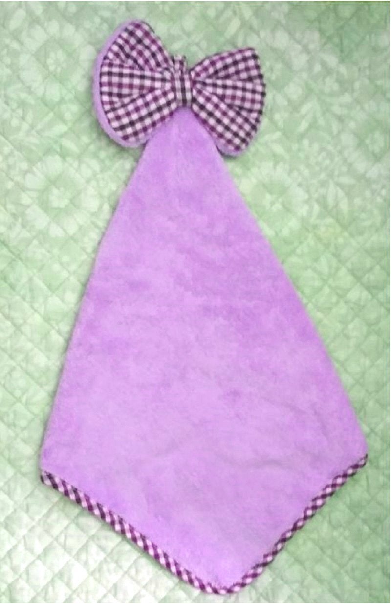 Magnusdeal Cartoon Hanging Hand Towel for Home Kitchen Bathroom Office Microfiber Absorbent Cute Cartoon Expression Hand Towel for Kitchen and Bathroom (1 Pc) (Tie, Purple) - Image 2