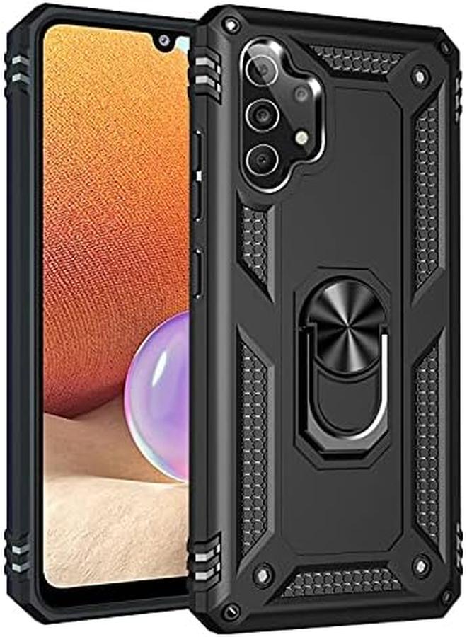 إيروريكس حافظة لهاتف سامسونج جالكسي A32 5G مع واقي شاشة من الزجاج المقوى وحامل حلقي واقٍ من السيليكون المقاوم للصدمات وغطاء صلب للهاتف باللون الأسود - Image 2