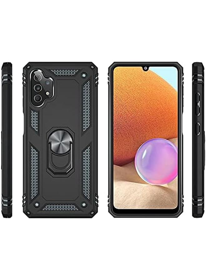 إيروريكس حافظة لهاتف سامسونج جالكسي A32 5G مع واقي شاشة من الزجاج المقوى وحامل حلقي واقٍ من السيليكون المقاوم للصدمات وغطاء صلب للهاتف باللون الأسود - Image 3