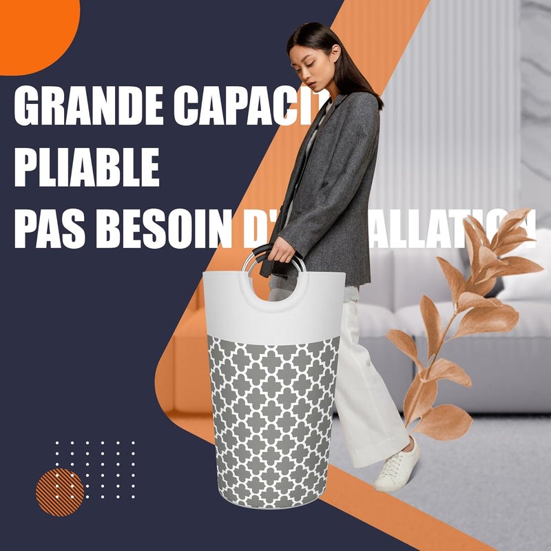 كارويس سلة غسيل 90L (حجم صغير) (13 لونًا)، سلة غسيل مقاومة للماء، كيس غسيل بمقابض مبطنة، سلة غسيل قابلة للطي وسهلة التخزين - Image 3
