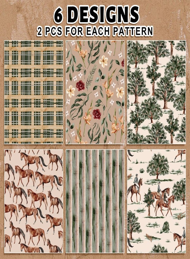 Whaline 12 Sheets Western Horse Wrapping Paper - Not Roll - Vintage Cowboy Pony Watercolor Flower Gift Wrap Paper 19.7 x 27.6 Inch West Retro Folded Flat Giftwrap for Birthday Baby Shower Party - Image 3