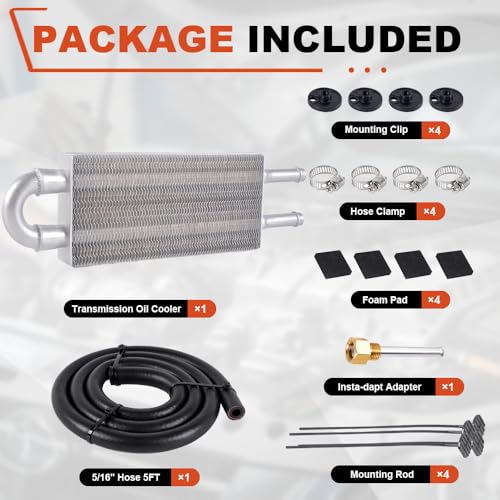 BARTOO Universal 5/16" Transmission Oil Cooler Kit, Aluminium alloy 2 Pass Tube and Fin Oil Cooler Kit (Sliver) - Image 5