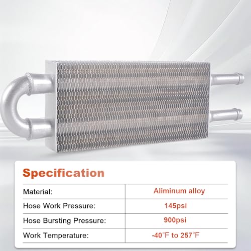 BARTOO Universal 5/16" Transmission Oil Cooler Kit, Aluminium alloy 2 Pass Tube and Fin Oil Cooler Kit (Sliver) - Image 3