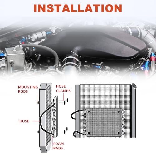 BARTOO Universal 5/16" Transmission Oil Cooler Kit, Aluminium alloy 2 Pass Tube and Fin Oil Cooler Kit (Sliver) - Image 4
