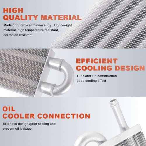 BARTOO Universal 5/16" Transmission Oil Cooler Kit, Aluminium alloy 2 Pass Tube and Fin Oil Cooler Kit (Sliver) - Image 2