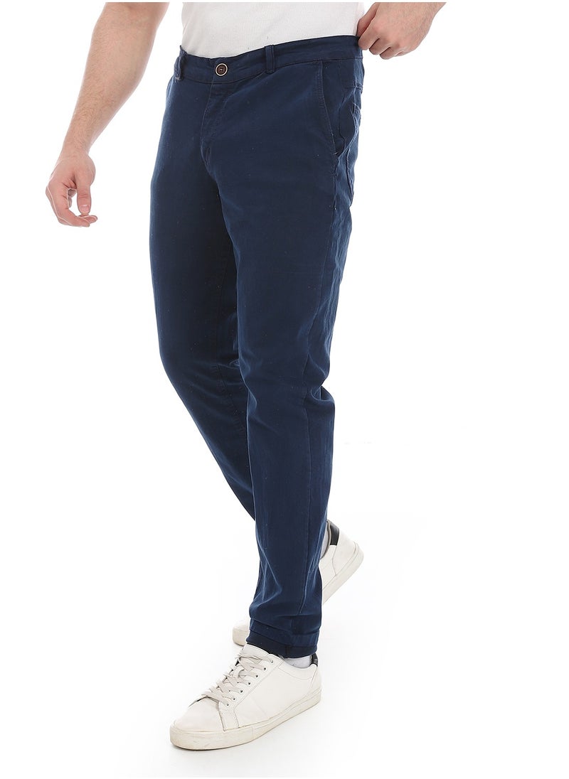 Andora - Plain Gabardine Fit Trousers _ Navy Blue - Image 1