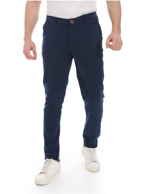 Plain Gabardine Fit Trousers _ Navy Blue