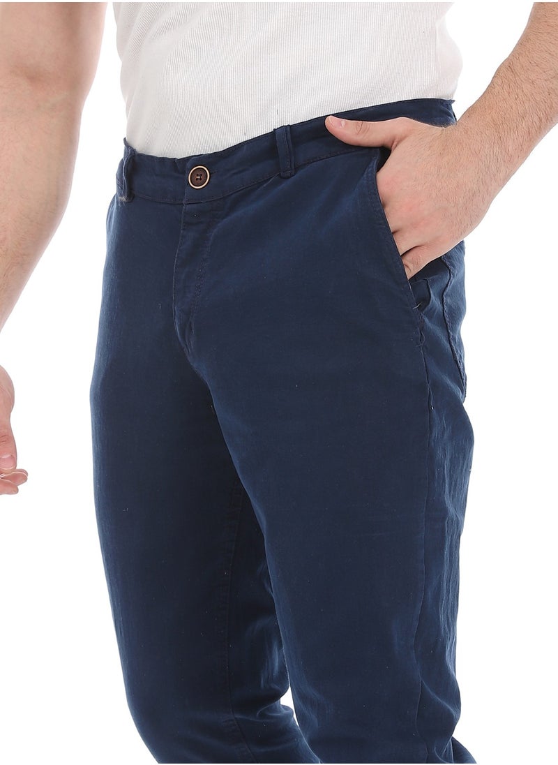 Andora - Plain Gabardine Fit Trousers _ Navy Blue - Image 1