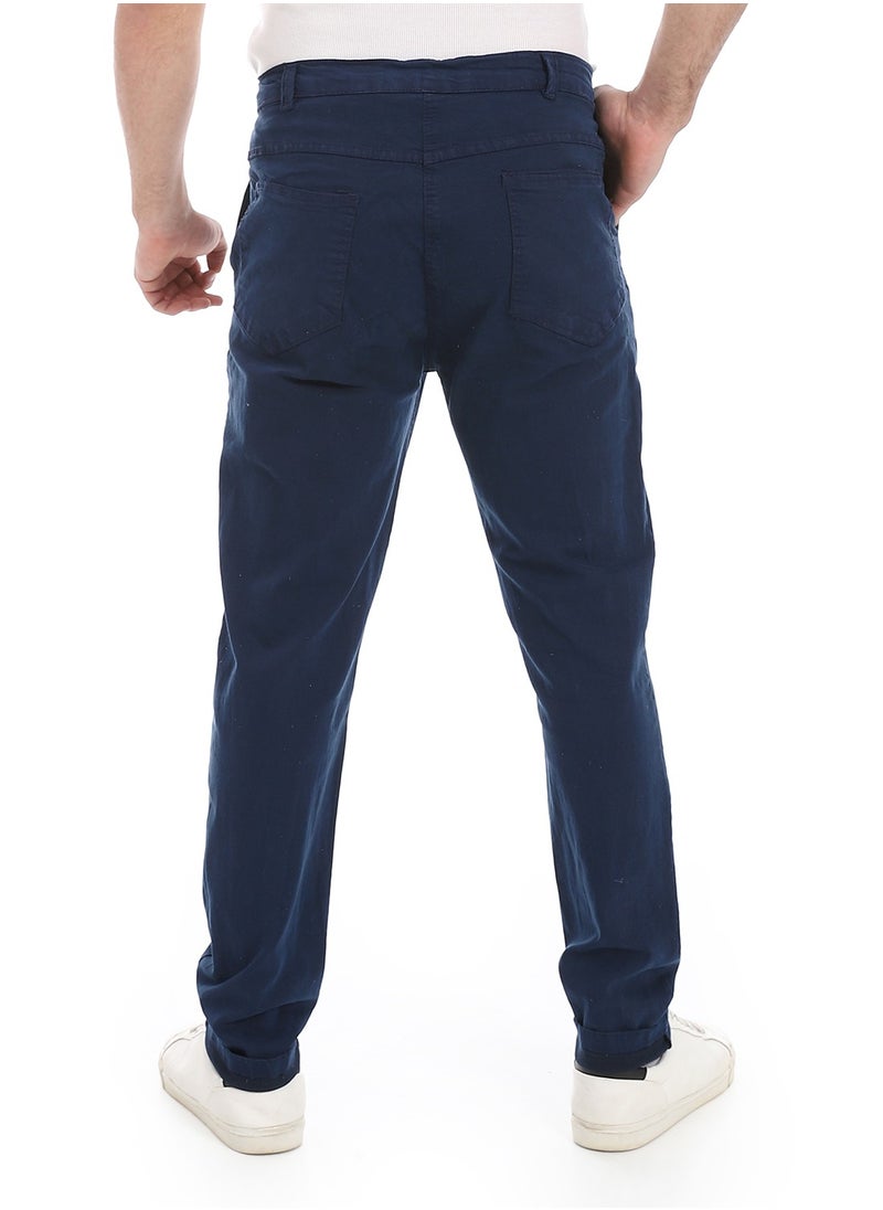Andora - Plain Gabardine Fit Trousers _ Navy Blue - Image 1