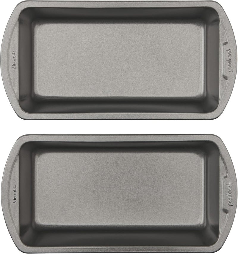 GoodCook Nonstick Loaf Pan 8 x 4-Inch Heavy-Duty Steel Bakeware with Easy-Clean Non-Stick Coating, Oven & Dishwasher Safe Pan for Meatloaf Breads Lasagnas Casseroles & More, Set of 2, Gray - Image 1