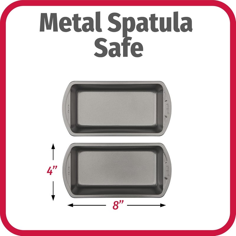 GoodCook Nonstick Loaf Pan 8 x 4-Inch Heavy-Duty Steel Bakeware with Easy-Clean Non-Stick Coating, Oven & Dishwasher Safe Pan for Meatloaf Breads Lasagnas Casseroles & More, Set of 2, Gray - Image 5