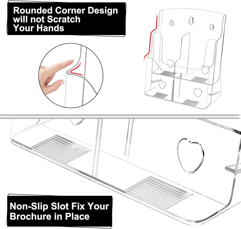 Daofary 2 Pack Acrylic Brochure Holder 8.5 x 11 in, 2-Tier Brochure Display Stand with Removable Divider for 4 x 9 in Trifold Pamphlets, Clear Flyer Holder for Wall Mount or Countertop - Image 4